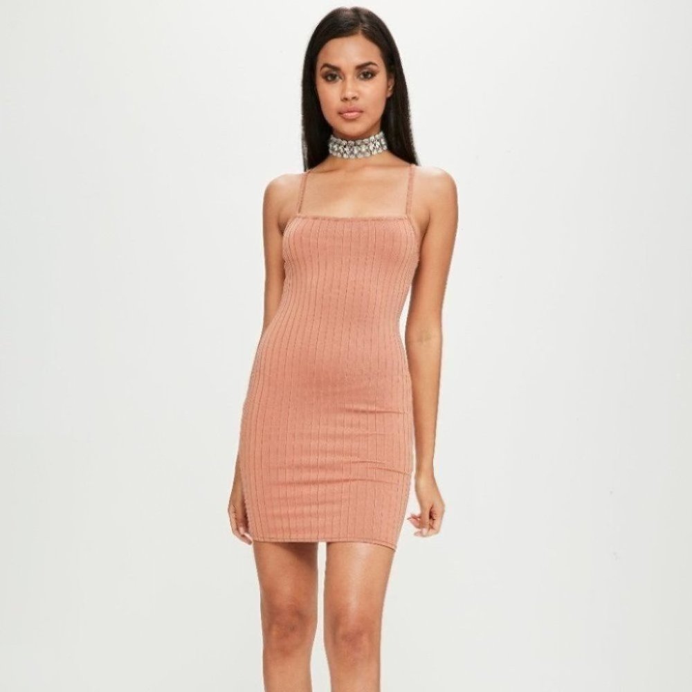 NWT MISSGUIDED X Carli Bybel Ribbed Strappy Dress